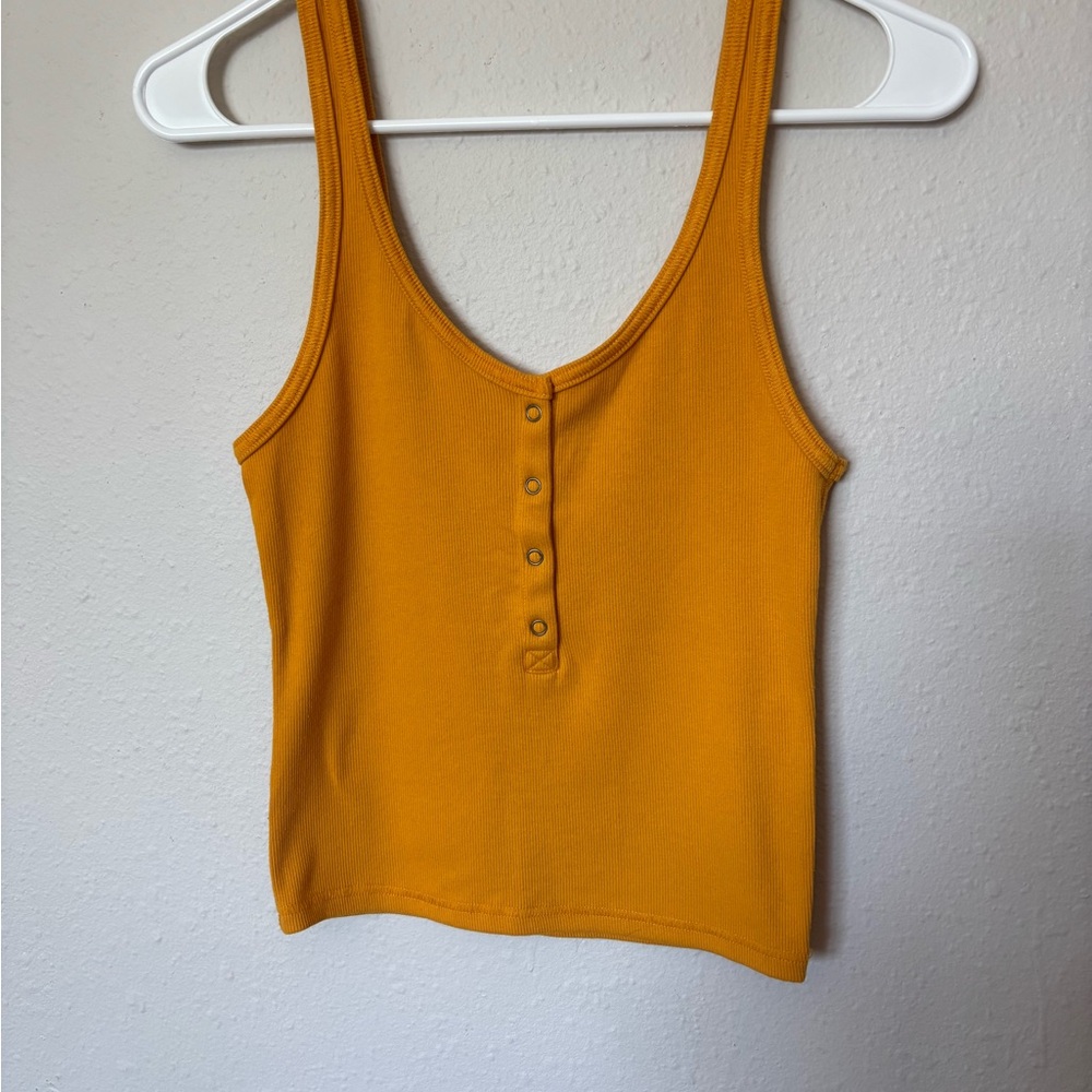 Abercrombie & Fitch Mustard Yellow Sleeveless Top with Buttons